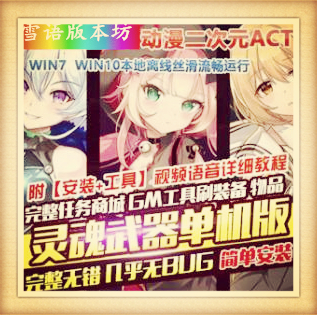 动漫ACT灵魂武器单机版虚拟机一键端GM刷元宝金钱装备物品